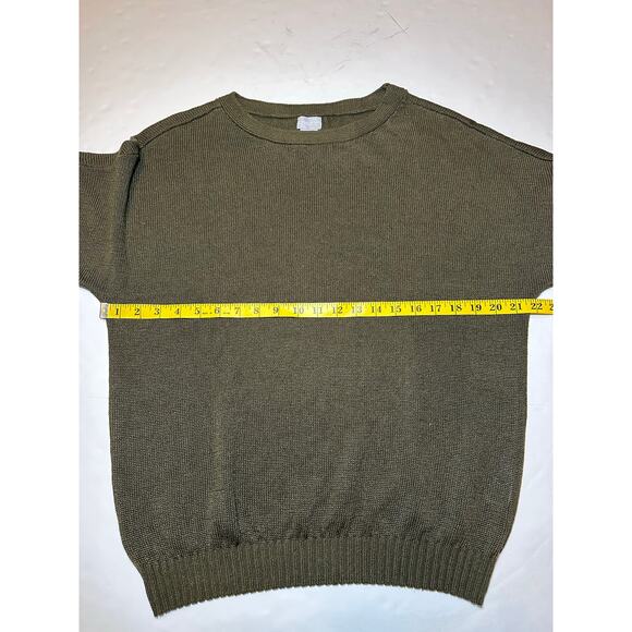 Chico's Women’s Size 1 US Medium Knit Top Sweater Linen Blend Green Short Sleeve - Picture 4 of 7